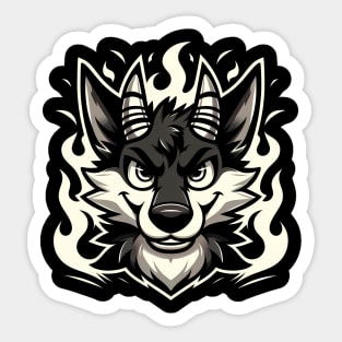 Black and White Demonic Furry Anthro Wolf Sticker